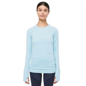 Lululemon Rest Less Pullover Top Shirt Womens 4 6 Blue Long Sleeve Crew Neck